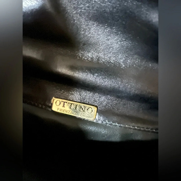 RARE Vintage Ottino Firenze Black Leather Shoulder Bag Lock & Key Made in Italy‌ - Picture 7 of 11